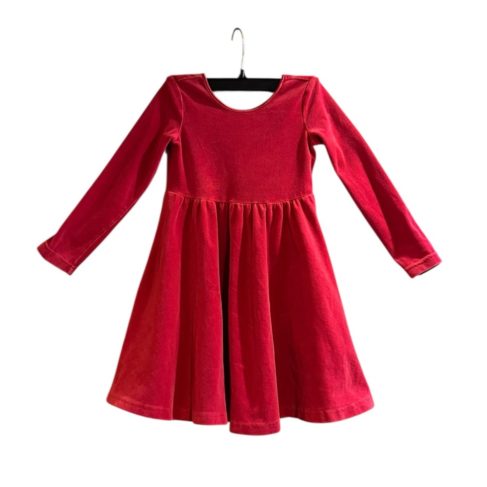 Hanna Andersson Girls Red Velvet Velour Dress Valentines Holiday Party Size 6/7